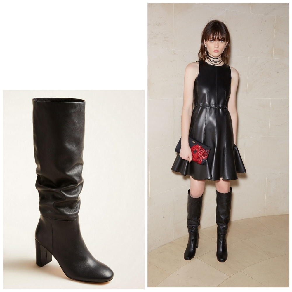NEW - Ann Taylor Leather black Slouchy Boots size 7